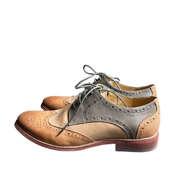 Brown and Grey Formal Lace Up Oxford Shoes US 8.5 - Picture 3 of 7